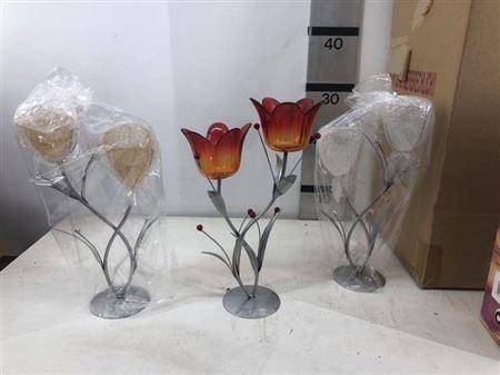 Candle Stand Metal Glas Tulip
