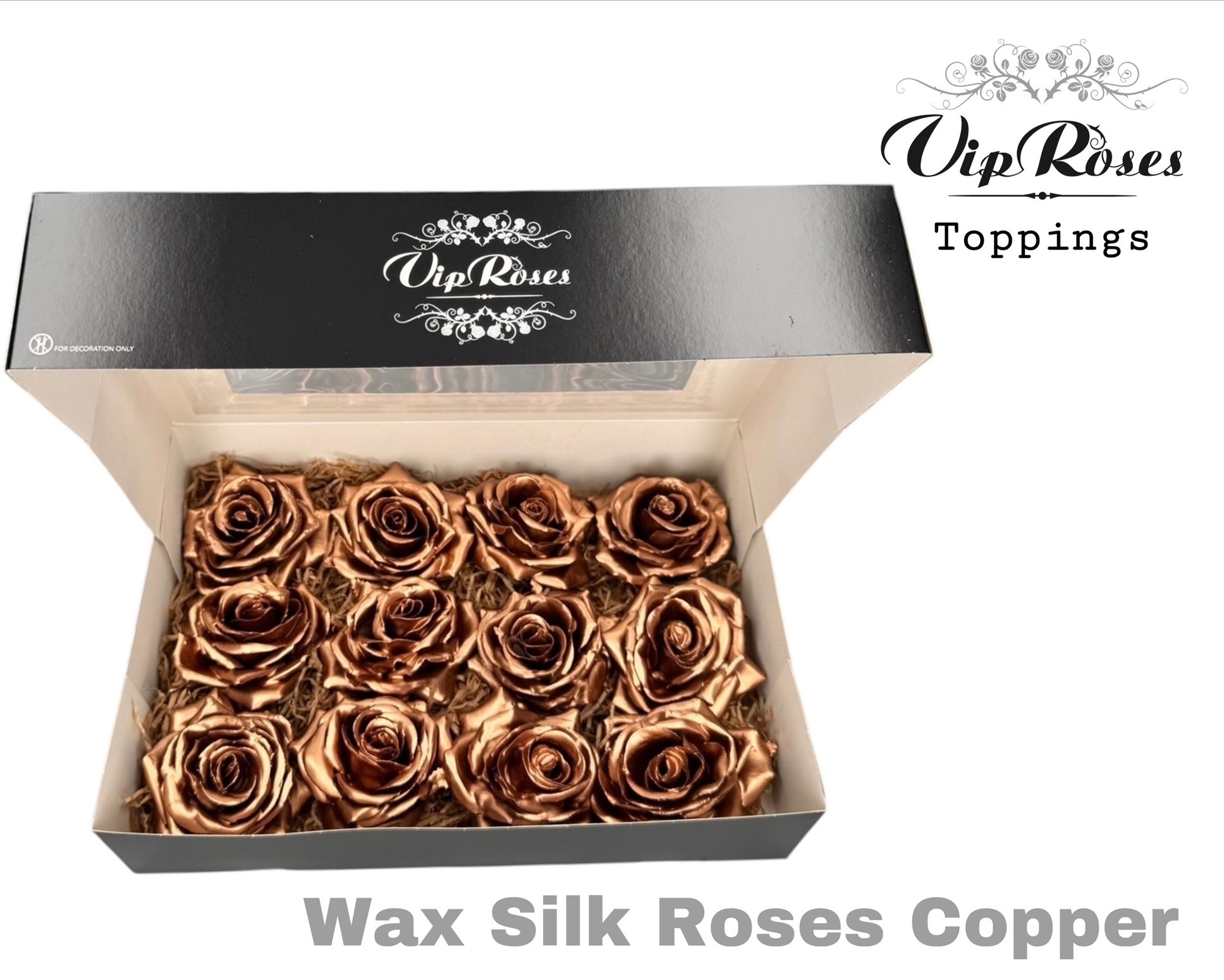 Wax Silk Roses Copper 10 cm