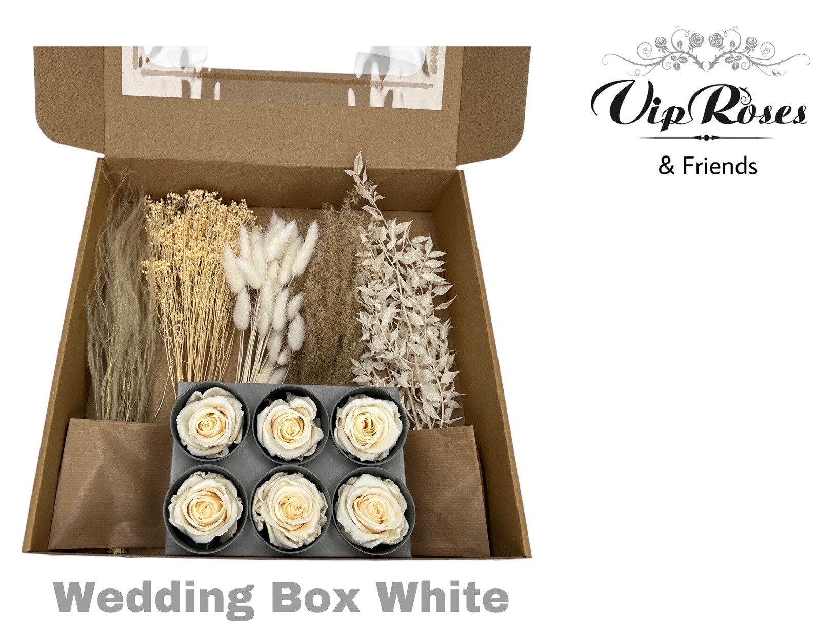 Dried Weddingbox White 8 cm